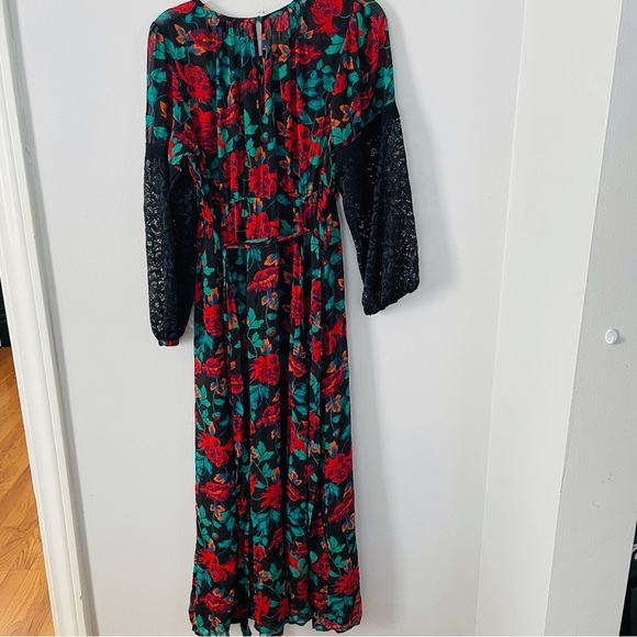 Torrid Floral Maxi Dress with Lace Sleeves - Picture 6 of 8